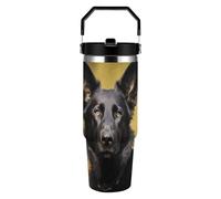 30oz Stainless Steel Insulated Tumbler with Handle And Straw, Leak Proof | German Shepherd Dog Travel Mug for Home, Office, Large Capacity Water Bottles, Flip Straw, Car Cup Fits Cup Holder