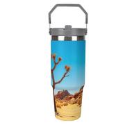 30OZ Stainless Steel Tumbler with Handle & Straw Lid - Vacuum Insulated for 12H Hot/Cold Tapered Design Fits Car Cup Holders Joshua Tree National Parkprinting Insulated CupCamping & Gym Commute Essent