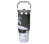 30OZ Stainless Steel Tumbler with Handle & Straw Lid - Vacuum Insulated for 12H Hot/Cold Tapered Design Fits Car Cup Holders Cabin in The Woodsprinting Insulated CupCamping & Gym Commute Essentials Un