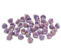 30p Bell Flower Beads, 6 x 8 mm, Chalk White Vega Iris (03000-15781), Glass, Czech Republic