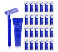 30Pack Travel Razor with Shaving Cream, 0.34oz Smooth Shaving Cream for Men, Disposable Double Blade Razor Suitable for Travel, Business, Guests, Hotels, Charity (Blue)