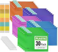 30PC PVC Filing Cabinet A4 Suspension Files with Tabs and Inserts Hanging File Folders for Bulky Files, Medical Charts, Assorted Colors, Letter Size Office School Desktop File Storage (A-Mixed Color)