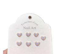 30Pcs 10 * 11mm Heart Grid Pattern Nail Art Accessories Sweet Girl Style 3D Simulation Wearable False Nails DIY Nail Art(Red)