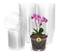 30Pcs 10cm Clear Plant Pots,Plastic Orchid Pots With Holes,Clear Nursery Pots Suitable For Potting Orchids Succulents And Other Indoor Outdoor Plants For Seedling