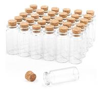 30PCS 10ml Glass Bottles Transparent Mini Glass Vials Empty Sample Container Jars with Cork Stoppers for Message Wish Wedding Party Favors Jewelry DIY Decoration