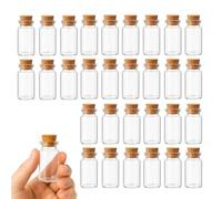 30Pcs 10ml Small Glass Bottles with Cork Stoppers Mini Clear Jars Corks DIY Art Storage Containers for Crafts, Spices, Message in a Bottle, Party Favors (5cm x 2.2cm)
