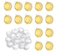 30Pcs/10Sets Fit 25mm Ring Blank Bezel Pendant Trays Kit with Glass Cabochons, 10Pcs Double Side Moon Rotation Pendants and 20Pcs Small Clear Cabochon for DIY Resin Photo Breastmilk Jewelry Making