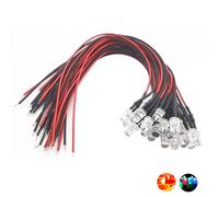 30pcs 12 Volt 3mm Red Flicker LED Lights Emitting Diodes Candle Flickering Lights Pre Wired 7.9 inch DC 12v LED Light Clear Lens Small LED Lamps