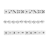 30Pcs 16mm White Acrylic Square Cornered Dice Game Props Toys For Children Mathematical Symbol Game Dices