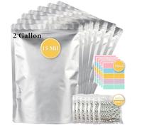 30pcs 2 Gallon Mylar Bags for Food Storage (15 Mil Extra Thick) with Oxygen Absorbers 500CC (60 pcs), Stand-Up Zipper Pouches Resealable and Heat Sealable Bags for Long Term Food Storage(13"x17")