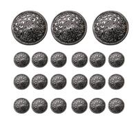30pcs 20mm Black Metal Coat Buttons, Hollow Round Sewing Fasteners | Rust-resistant Stylish Closures for Jeans and Cardigans, Easy Replacement, Costume Making or Garment Repairs, Sewing