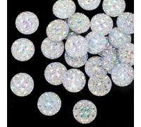 30Pcs 20MM Flatback Rhinestones Buttons Jewels, Clear Flat Back Carbochon Crystal Button, Diamond Buttons, Gems for Crafting, Sparkle Round Faux Gems Resin, Resin Ornaments Gem for Jewelry Making