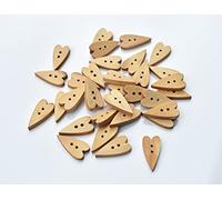 30pcs 22mm Wooden Heart Shape Buttons 2 Hole Wood Flat Bead Crafting Art Knitting Fasteners Connectors Sewing DIY Decoration (30pcs)