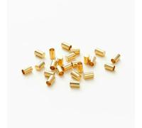 30Pcs 3-5mm 14K/18K Gold Plated Brass Tassel Leather Cord End Crimp Caps Beads End Tip Cap for DIY Jewelry Making Accessories-18K Gold-5 x 6.5mm