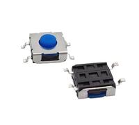 30PCS 6.2 X 6.2mm H=3.1/3.5/4.3/5.0mm Momentary Tactile Tact Switch Silicone Gel Push Button Blue Rubber Head Key Switch(H 5.0mm)