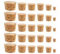 30Pcs 6 Sizes Cork Stoppers, Wooden Tapered Cork Plugs, Small Glass Stoppers for Sealing Wine Beer Bottles Crafts Glass Bottle