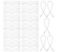 30PCS 6 Styles Eyebrow Stencils L Soft Reusable Eye Brow Shaping Stencil Kit with Strap, Clear Plastic Eyebrows Shaper Template Set for Beginner, Travel, Makeup Salons(Eyebrow Distance 1.5cm)