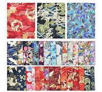 30Pcs 8 x 10 Inch Fat Quarters Cotton Fabric Bundle Squares Patchwork, Japanese Style Printed Cotton Wrapping Cloth Quilting Fabric Bundles for DIY Patchwork Sewing