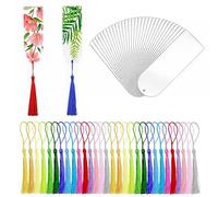 30PCS Acrylic Bookmark Blanks, Clear Acrylic Craft Bookmarks with 31PCS Colorful Tassels, Transparent Rectangle Round Bookmarks Bulk for DIY Crafts Hanging Tag Gift Tag Price Tags- Semicircle