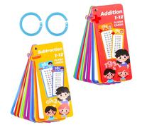 30pcs Addition Flash Cards and Subtraction Flashcards 1-12 Math Flash Card with 4 Dry Erase Pens 2 Rings Multiplication Educational Game for Kids 1st to 3rd Grades