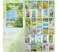 30PCS Aesthetic Landscape Postcards,Scenic Art Print Postcards, Nature Themed Cards for Scrapbooking, Wall Decor, Gifts, A poem for the wind