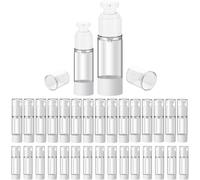30Pcs Airless Pump Bottles with 1.7OZ/50ML and 1OZ/30ML,Clear Plastic Travel Size Pump Bottles,Refillable Foundation Containers Vacuum Press Cosmetic Pump Dispenser for Toiletries Lotion Cream Travel