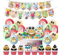 30PCS Alien Plush Party Balloons Decorations, Alien Anime Balloons Theme Alien Toy Party Decorations Include Alien Plush Birthday Banner Cake Cupcake Topper Balloons Set for Kids Boys