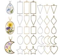 30Pcs Alloy Open Bezel Charms, Hollow Frame Pendants for DIY Resin Jewelry