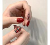30Pcs Almond Fake Nails Press On Nails Artificial False Glues On Christmas Designs French Tips Almond Fake Nail