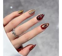 30Pcs Almond Fake Nails Press On Nails Artificial Nails False Nails Glues On Nails Butterfly Designs French Nails Tips