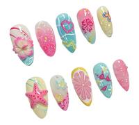 30Pcs Almond Press On Nails Designs French Fake Acrylic False Artificial Glues On For Womens Design False Nail