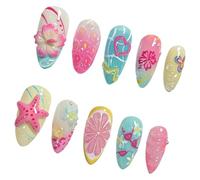 30Pcs Almond Press On Nails Designs French Fake Nails Acrylic False Artificial Glues On For Womens Design False Nail