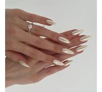30Pcs Almond Press On Nails Gold Designs French Fake Acrylic False Artificial Glues For Women Acrylic Glues Nail For Women Clear