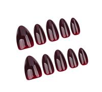 30Pcs Almond Press On Nails Wine Redness French Fake Nails Acrylic False Artificial Glues On Womens Design False Nail