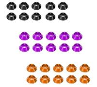 30Pcs Aluminum Alloy Countersunk Washers Anodized M5 Cup Gasket Mechanical Accessories Parts Cone Shaped Washer for Screw(Orange+Purple+Black)