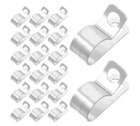 30pcs Aluminum R Type Cable Clip for Secure Wire Routing in Closets | Anodized Finish, Silver Metal Build, for PVC Tubes and Security Cables, Tidy Back Panels
