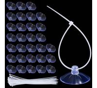 30PCS Aquarium Suction Cups 35mm Aquarium Plant Holder Small Suction Cup with 50PCS Adjustable Transparent Zip Ties Fish Tank Small Sea Sucker Suction-Cup for Plants, Planter, Binding Moss, Window