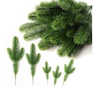 30Pcs Artificial Pine Branches, Green Leaves Needle Faux Fir Tree Branches Christmas Foliage,Fake Pine Leaves Wreath Garland Making Supplies Greenery Decoration DIYChristmas Home Garden Decoration