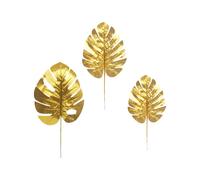 30Pcs Artificial Plants Palm Leaves Gold Tropical Party Decorations Turtle Leaf Monstera