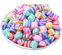 30pcs Assorted Charms Rainbow Marshmallow Candy Heart Shaped Resin Charms Slices Flatback Buttons Cabochons for Handcraft Fairy Garden Accessories Scrapbooking DIY Crafts(Rainbow)
