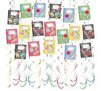 30PCS Back to School Decorations Marble Notebooks Hanging Swirls Pre-Stung Notebooks Shaped Decor Ceiling Streamers for Classroom Welcome Back to School Graduation Party Decorations