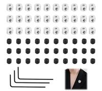 30pcs Badge Pin Backs Set, Sturdy & Easy to Use Pin Backs Clasp Locks with Wrench, Secure Backs for Pin Badges Name Tags Lanyards Brooches Hats Jackets and Accessories (6mm x 5mm)