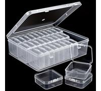 30PCS Bead Storage Box, Mini Bead Organiser Box, Clear Small Storage Boxes | Small Plastic Containers with Hinged Lid, for Storing Beads Buttons Earrings Seeds Craft ＆ Hooks and Flies for Fishing