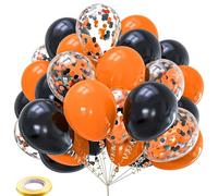 30pcs Black and Orange Balloons Different Sizes 12 10 Inches Metallic Black Orange Confetti Balloons Kit for Halloween Celebration Birthday Graduation Party Decoration Trick or Treat