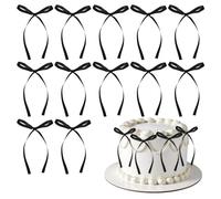 30Pcs Black Bow Cake Toppers, Black Bows Cake Decorations for Party, Ribbon Bows for Cakes, Coquette Cakes Decorations for Birthday Wedding Party Supplies