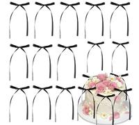 30Pcs Black Bows for Cake, Black Ribbon Bows For Cake Decorations, Soft Fabric Cake Decor Picks for Wedding, Bridal Shower & Anniversary, Bow Decorations for Anniversary Party Cake Decor Supplies