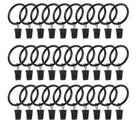 30PCS Black Curtain Rod Ring Clips, Curtain Rings With Clips, Rustproof Metal Drapery Ring with Hook, for Curtains and Rods, 32mm Sliding Eyelet for Window Shower Curtains