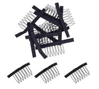 30pcs Black Metal 7-Teeth Wig Grip Comb Clips, Secure and Durable Wig Cap Accessories for Women, Perfect for DIY Wig Making, Styling, and Fixing on Wave Caps, Silk Caps, and Mesh Caps
