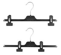 30Pcs Black Plastic 36Cm Adjustable Clip Hangers Cloth Coat Skirt Trouser Organiser