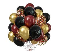 30Pcs Black Red Gold Balloons, 12Inch Metallic Latex Balloon Set with Confetti, Matte Finish for Elegant Party Decor, Wedding Birthday Graduation Celebration